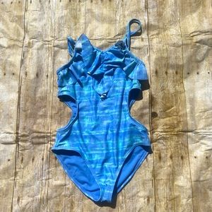2/$10, 3/$12 Blue 1-piece with side cutout detail.